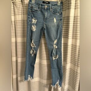 Express Distressed Skinny Jeans